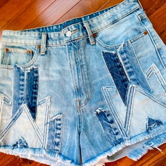Lucky Brand Patchwork Lucky Pin Jean Shorts - Picture 2 of 7